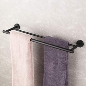 24-Inch Double Towel Bar Stainless Steel Hand Towel Rack for Bathroom Matte Black Contemporary Style Wall Mount