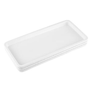 YJNSFT 11" Large Vanity Sink Tray for Bathroom Counter, Resin Toilet Tank Storage, Rectangular Kitchen Soap Organizer, Jewelry Plate Decor Holder for Perfume, Candles, Tissues, Towel, Plant (White)