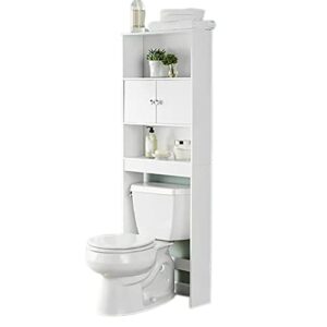 white 23 in. w bathroom space saver cabinet with 3 fixed shelves, over the toilet storage, lb568