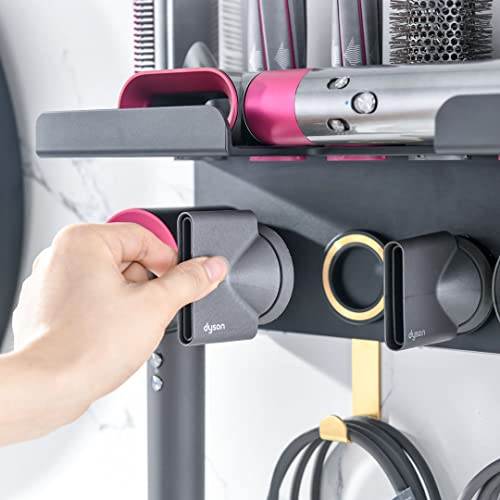 simpletome 2 in 1 Wall Mount Organizer for Dyson Airwrap Complete Styler and Supersonic Hair Dryer (Black)