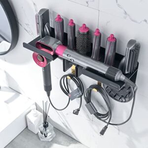 simpletome 2 in 1 Wall Mount Organizer for Dyson Airwrap Complete Styler and Supersonic Hair Dryer (Black)