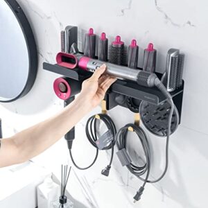 simpletome 2 in 1 Wall Mount Organizer for Dyson Airwrap Complete Styler and Supersonic Hair Dryer (Black)