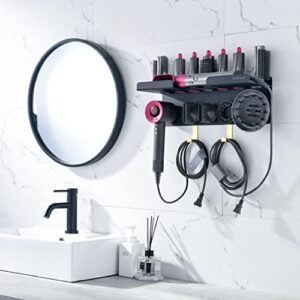 simpletome 2 in 1 Wall Mount Organizer for Dyson Airwrap Complete Styler and Supersonic Hair Dryer (Black)