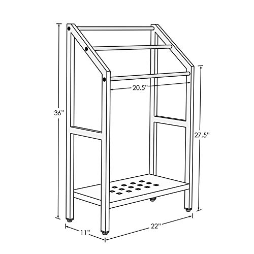 Asta Freestanding 3-Tier Towel Rack with Stainless Steel Towel Bars and Storage Shelf. Powder-Coated Metal Organizer with Adjustable TPR Levelers for Bath, Towels and Much More. B502 (Light Sage)