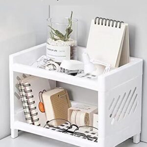 hegsymum 2-Tier Bathroom Organizer Countertop: Makeup Shelf Small Counter Cabinet Bathroom Organizer Cosmetic Countertop Organization Vanity Bedroom Storage Living Room Table White