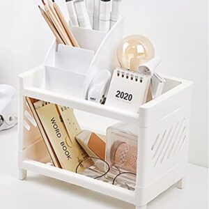 hegsymum 2-Tier Bathroom Organizer Countertop: Makeup Shelf Small Counter Cabinet Bathroom Organizer Cosmetic Countertop Organization Vanity Bedroom Storage Living Room Table White