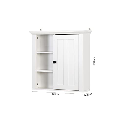 Majnesvon Small Wall Mounted Bathroom Wall Cabinet,Kitchen Cabinet,Medicine Cabinets,Storage Cabinet with 1 Doors and 2 Open Shelves for Bathroom, Livingroom, Kitchen, Cupboard(White)