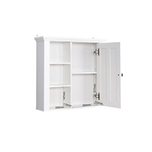 Majnesvon Small Wall Mounted Bathroom Wall Cabinet,Kitchen Cabinet,Medicine Cabinets,Storage Cabinet with 1 Doors and 2 Open Shelves for Bathroom, Livingroom, Kitchen, Cupboard(White)