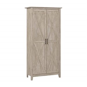bush furniture key west bathroom storage cabinet with doors in washed gray