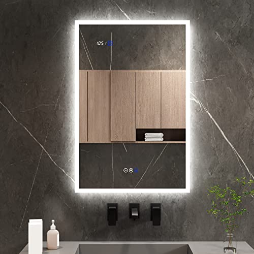 CIETÖ Lighted Medicine Cabinets with Mirrors, LED Bathroom Cabinet, Recessed or Surface Mount, 3 Color Lights, Dimmable, Frameless Mirrors, Defogger (20" Right Door Hinge)