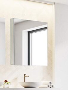 bathroom medicine cabinet, aluminum, recessed/surface mount, 24" x 24", right/left hinged, mirrored interior