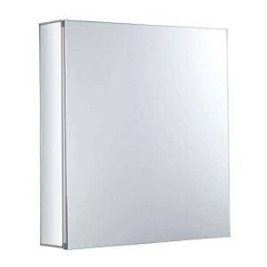 Bathroom Medicine Cabinet, Aluminum, Recessed/Surface Mount, 24" x 24", Right/Left Hinged, Mirrored Interior