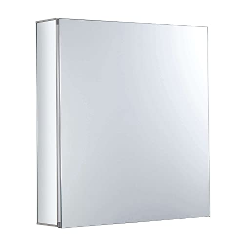 Bathroom Medicine Cabinet, Aluminum, Recessed/Surface Mount, 24" x 24", Right/Left Hinged, Mirrored Interior