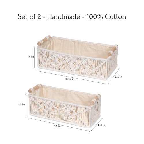 HARPER ROWS Macrame Storage Baskets for Decorative Boho Bathroom - Toilet Paper & Toilet Tank Basket Organizer - Kitchen Pantry Organization Bins - Baby Gift, Nursery Decor – Cute & Durable (Set of 2)