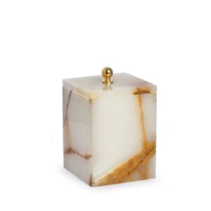 bey-berk green onyx marble bath canister with lid