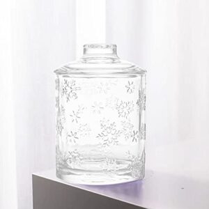 GYRUT Glass Apothecary Jars with Lids, 15oz Qtip Holder Bathroom Set of 6, Bathroom Accessories Organizer for Cotton Ball, Bath Salt, Hair Clips, Floss Picks, Bathroom Containers[Snowflake]