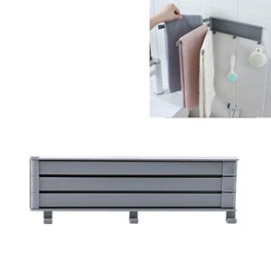 kitchen bathroom towel rack three bars rotary folding arm rotary coat hanger washable towel bar with attached kitchen rag rack (gray)