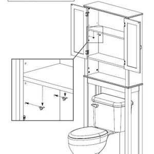 Zenna Home Classic Over-The-Toilet Spacesaver Bathroom Storage with Glass Windows, White