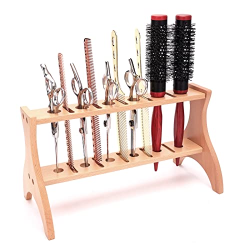 Hair Comb Holder Barbershop Vanity Bathroom Supplies Accessories Organizer Tray Wood Rustic Holder, Makeup, Styling Tools Rack