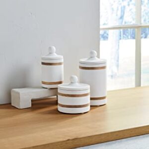 Mud Pie Wood Strap Canisters, White