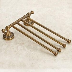 -Shelf Balcony Bathroom Towel Rail,Towel Rack Towel Rack,Wall-Mounted Brass Bathroom Kitchen Towel Rack Holder with Extra Long 4 Bars Sweat Towel Holder