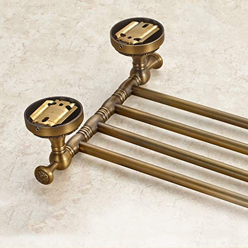 -Shelf Balcony Bathroom Towel Rail,Towel Rack Towel Rack,Wall-Mounted Brass Bathroom Kitchen Towel Rack Holder with Extra Long 4 Bars Sweat Towel Holder