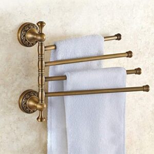 -Shelf Balcony Bathroom Towel Rail,Towel Rack Towel Rack,Wall-Mounted Brass Bathroom Kitchen Towel Rack Holder with Extra Long 4 Bars Sweat Towel Holder