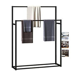 -shelf balcony bathroom stand alone towel holder,freestanding towel rack stand,metal towel drying rack ladder for bathroom/kitchen/bathtub/black/65 * 20 * 110cm