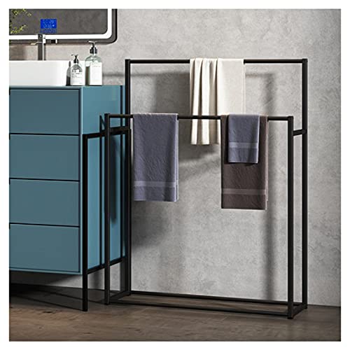 -Shelf Balcony Bathroom Stand Alone Towel Holder,Freestanding Towel Rack Stand,Metal Towel Drying Rack Ladder for Bathroom/Kitchen/Bathtub/Black/65 * 20 * 110Cm