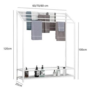 -Shelf Freestanding Towel Drying Racks for Bathroom,Stainless Steel Tall Towel Holder Stand with Bars and Bottom Shelf,Bath Accessories Bathroom Balcony Shelves/White/80 * 25 * 120Cm