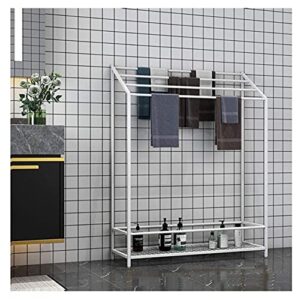 -Shelf Freestanding Towel Drying Racks for Bathroom,Stainless Steel Tall Towel Holder Stand with Bars and Bottom Shelf,Bath Accessories Bathroom Balcony Shelves/White/80 * 25 * 120Cm