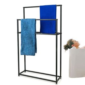 -shelf balcony bathroom towel rack stand for bathroom floor,free standing towel hanging rack matte,metal modern blanket rack indoor outdoor use/85 * 20 * 110cm