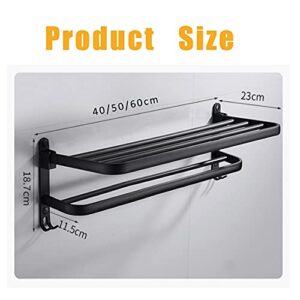 -Shelf Balcony Bathroom Bath Towel Rack with Shelf Balcony Bathroom for Bathroom Wall Mounted Foldable Towel Holder,Towel Bar Shower Organizer,Heavy-Duty Rustproof/40Cm(15.7Inch)