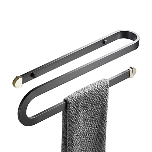 -Shelf Bathroom Towel Bar,Wall Mounted Hand Towel,Space Aluminum Towel Holder Hangers Heavy Duty Storage Bath Accessories Bathroom Balcony Shelves/Black/1 Pcs