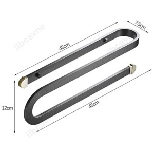 -Shelf Bathroom Towel Bar,Wall Mounted Hand Towel,Space Aluminum Towel Holder Hangers Heavy Duty Storage Bath Accessories Bathroom Balcony Shelves/Black/1 Pcs