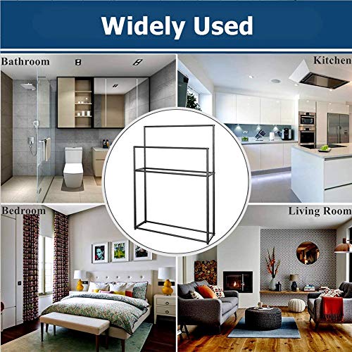 -Shelf Balcony Bathroom Freestanding Towel Racks,Floor Towel Stand for Pool,Kitchen,Washroom,Bath Iron Drying Holder,Rust-Resistant,Easy to Assemble/Black/85 * 20 * 110Cm