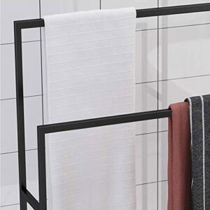 -Shelf Balcony Bathroom Freestanding Towel Racks,Floor Towel Stand for Pool,Kitchen,Washroom,Bath Iron Drying Holder,Rust-Resistant,Easy to Assemble/Black/85 * 20 * 110Cm