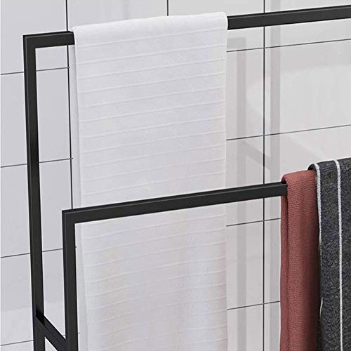 -Shelf Balcony Bathroom Freestanding Towel Racks,Floor Towel Stand for Pool,Kitchen,Washroom,Bath Iron Drying Holder,Rust-Resistant,Easy to Assemble/Black/85 * 20 * 110Cm