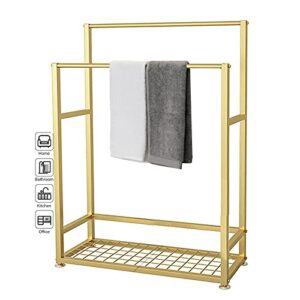 -shelf towel holder standing for bathroom,metal towel stand with shelf,outdoor pool towel drying rack,heavy duty bath accessories bathroom balcony shelves/gold/70 * 23 * 100cm
