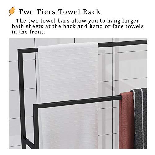 -Shelf Balcony Bathroom Freestanding Towel Rack,Metal Bathroom Towel Holder Stand Floor,Rust-Proof Towel Hanger Stand for Kitchen,Outdoor Pool,Indoor/White/65 * 20 * 110Cm