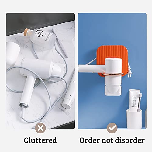 Masterbond 1 Pack Adhesive Hair Dryer Holder - Foldable Wall Mount Bathroom Hair Blow Dryer Rack Organizer Stick on Wall Luxurious Hair Dryer Rack Space Saving for Most Hair Dryers (White)