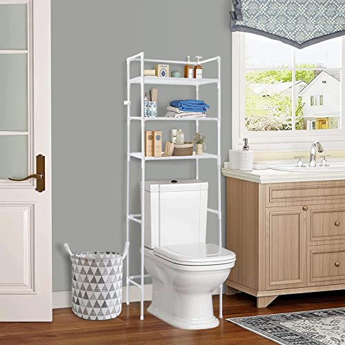 SEMOFO Over The Toilet Storage Organizer,3-Tier Bathroom Storage Shelves Rack with Metal Frame Above Toilet Bathroom Storage Rack Shelf Free Standing Bathroom Organizer