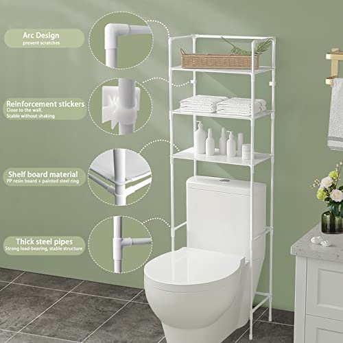 SEMOFO Over The Toilet Storage Organizer,3-Tier Bathroom Storage Shelves Rack with Metal Frame Above Toilet Bathroom Storage Rack Shelf Free Standing Bathroom Organizer