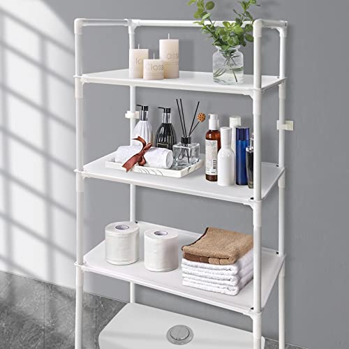 SEMOFO Over The Toilet Storage Organizer,3-Tier Bathroom Storage Shelves Rack with Metal Frame Above Toilet Bathroom Storage Rack Shelf Free Standing Bathroom Organizer