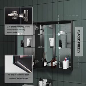 BluHouzz 20 Inch Led Bathroom Bathroom Medicine Cabinet with Mirror, Recessed or Surface Bathroom Mirror with Storage, Anti-Fog and LED Stepless Dimming Lighted Medicine Cabinet with Mirror (20IN)