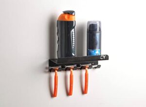 razor holder for shower,keys holder, self adhesive , heavy duty razor stand, utility bathroom razor blade holder for multiple items, matte black, cyrazor0001