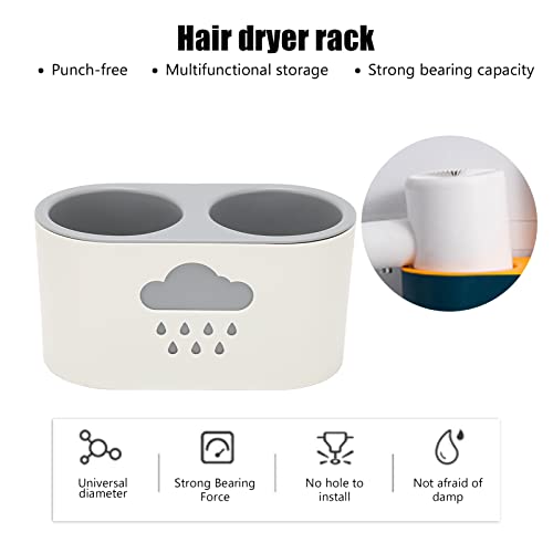 ZJchao Hair Dryer Holder, Wall Mounted Blow Hair Dryer Rack Multifunctional Storage Organizer Punch Free Hair Styling Tools Bathroom Organize Basket Vanity Tray for Bedroom Home Salon