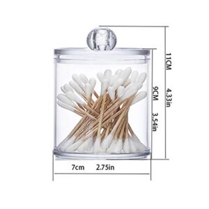 2 Pieces 10 Oz Plastic Cotton Swab Ball Pad Holder Clear Plastic Acrylic Jar Storage Canister Dispenser Apothecary Jars Bathroom for Cotton Ball Cotton Swab Cotton Rounds Makeup Pads