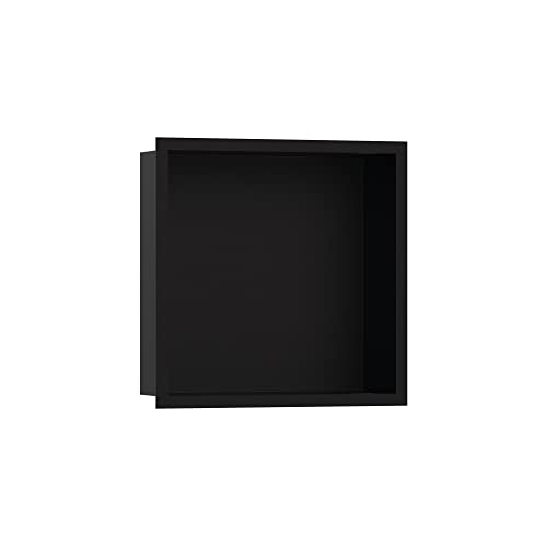 Hansgrohe XtraStoris Individual Recessed Wall Niche Matte Black with Design Frame 12"x 12"x 4" in Matte Black, 56098670