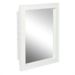 american pride g9610r1w white g9610r1w-recessed wood framed mirror steel tech body medicine cabinet 16" x 22"